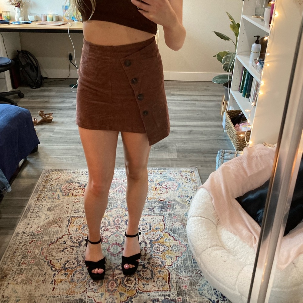 Chic Corduroy Skirt with Buttons